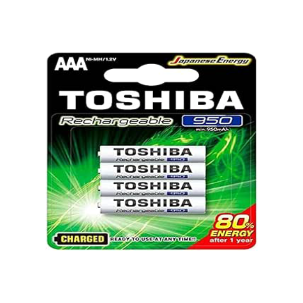 Pilha Recarregável AAA 1,2V 950mAh TNH3GAE TOSHIBA (Cartela com 4 unid.)