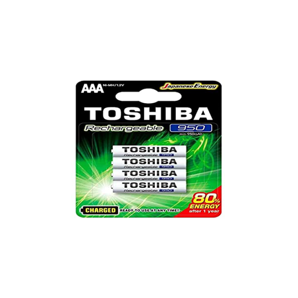 Pilha Recarregável AAA 1,2V 950mAh TNH3GAE TOSHIBA (Cartela com 4 unid.)