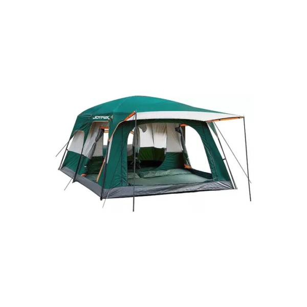 Joyfox Barraca Camping Acampamento 8/12 Pessoas Grande Varanda Cor Verde-escuro