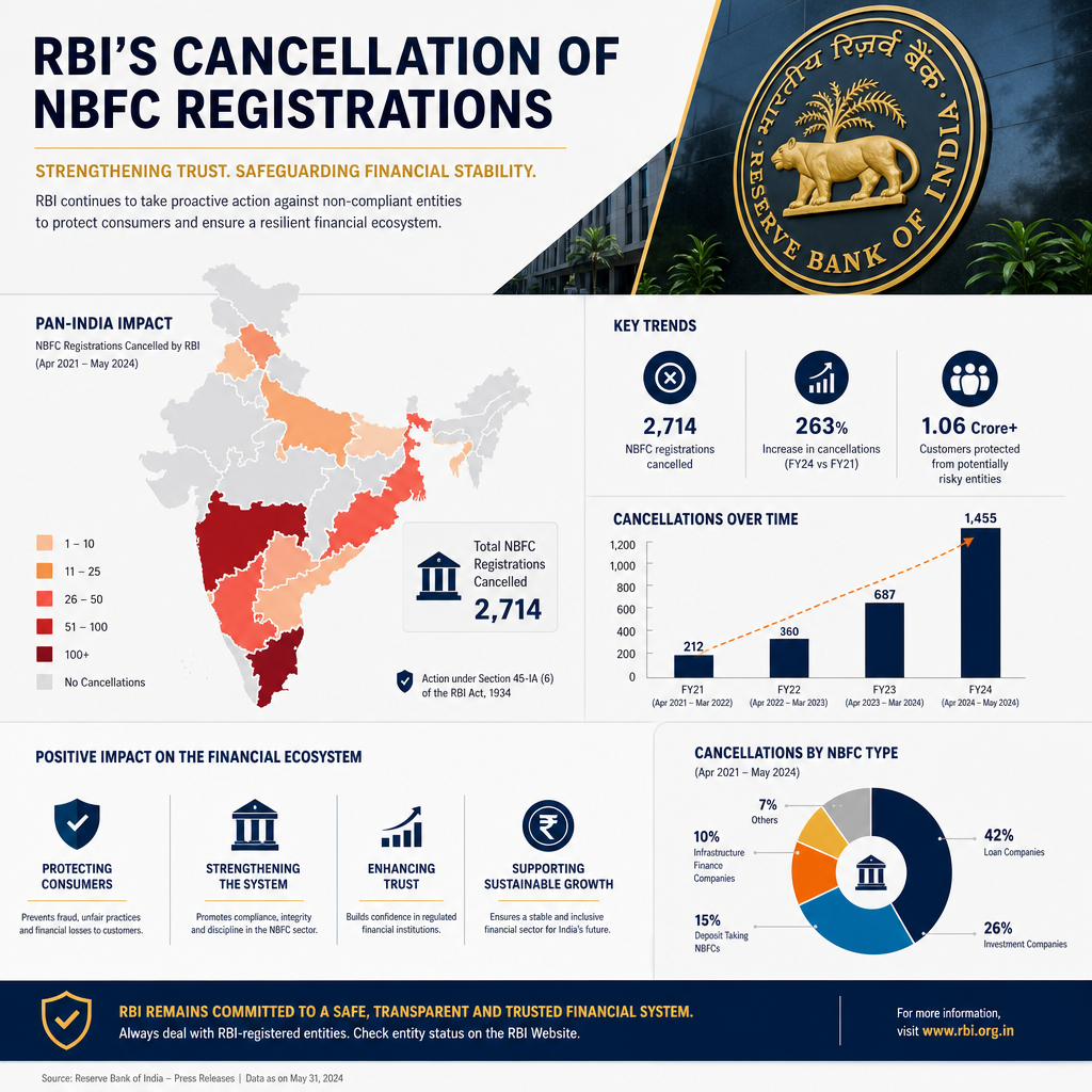 RBI Cancels Certificate of Registration of 135 NBFCs
