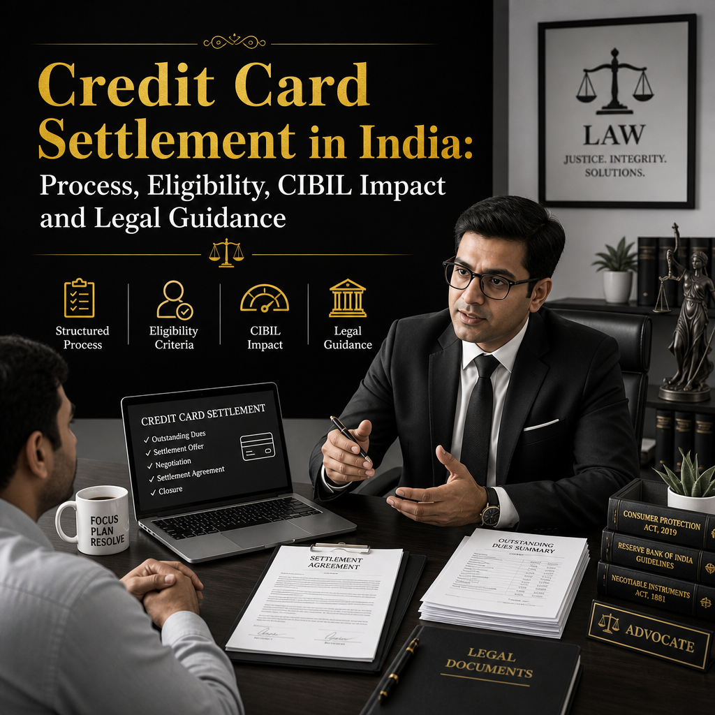 Credit Card Settlement in India: Process, Eligibility, CIBIL Impact and Legal Guidance