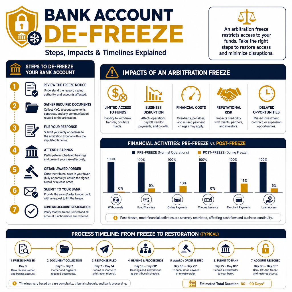 How to De-Freeze Your Bank Account Frozen by an Arbitrator - Data Infographic