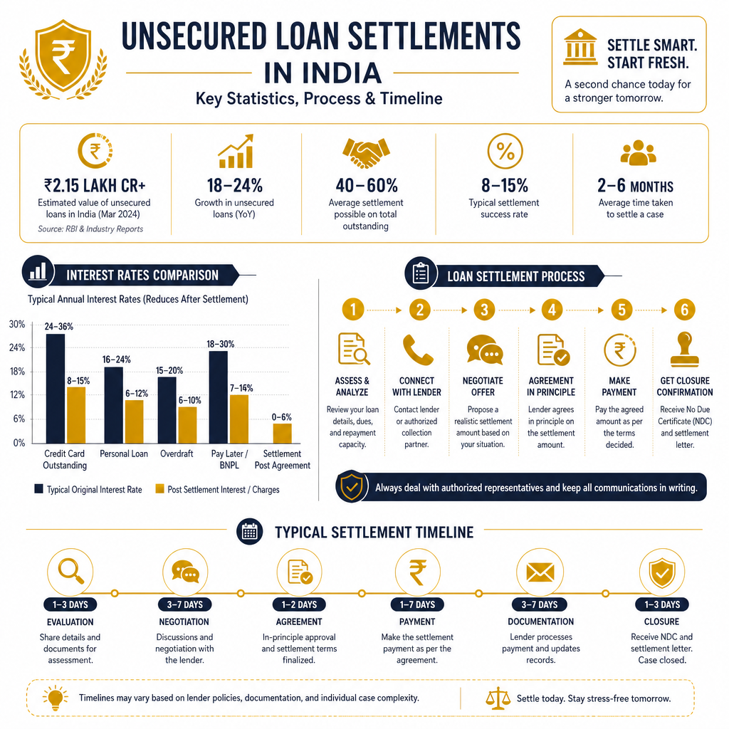 Mastering Debt Settlement for Unsecured Loans in India - Data Infographic
