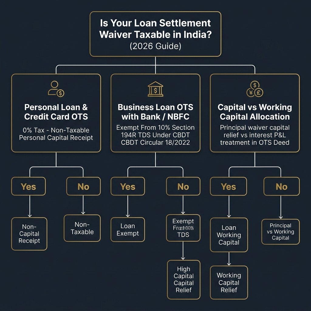 Section 194R TDS & Income Tax on Loan Settlement Waiver in India (2026) - Data Infographic