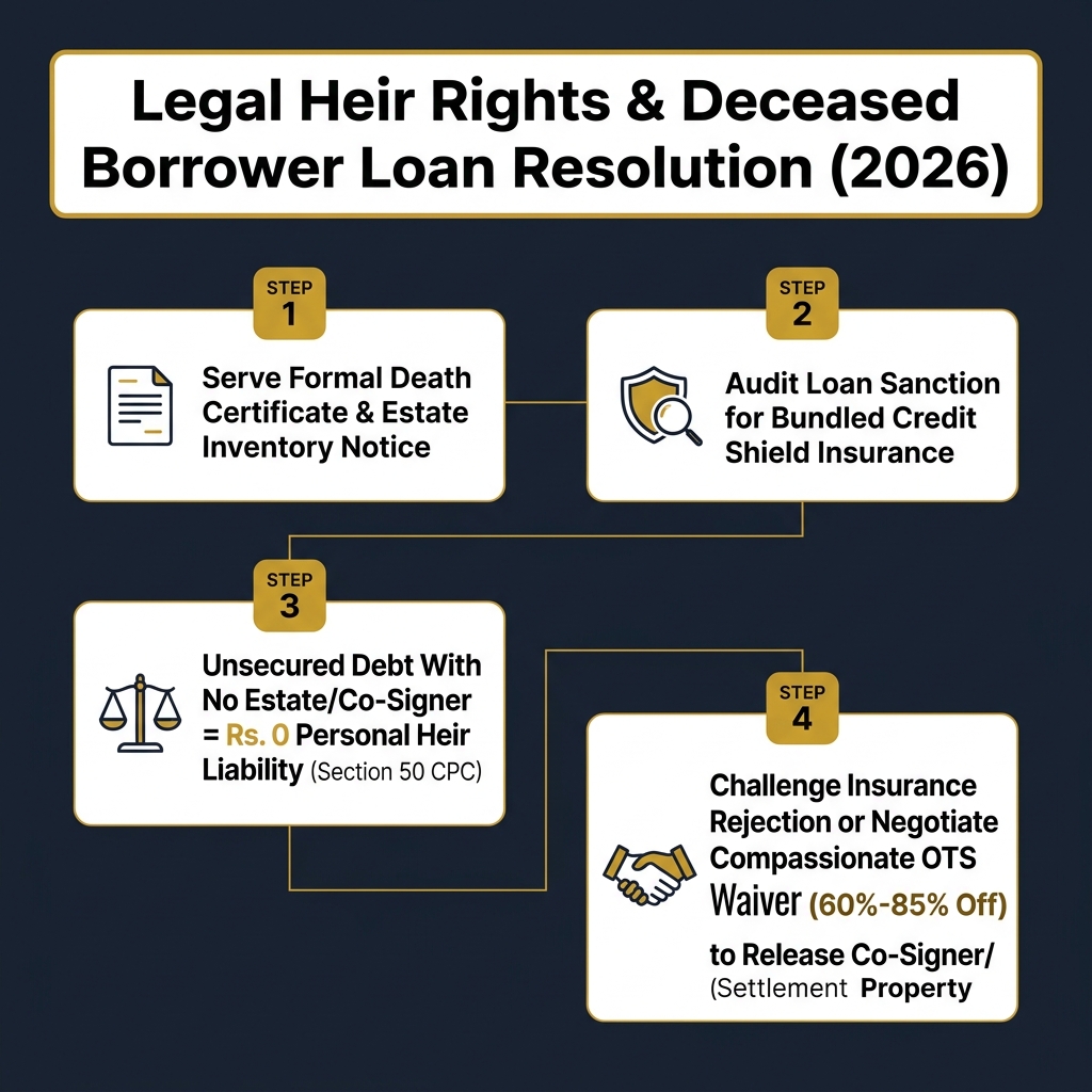 Deceased Borrower Loan Insurance Rejection & Legal Heir Settlement (2026) - Data Infographic