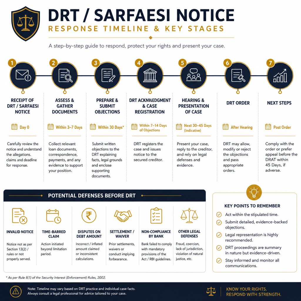 Received A DRT / Sarfaesi Notice? A Borrower’s And Guarantor’s Guide To Response Timelines And Defences - Data Infographic
