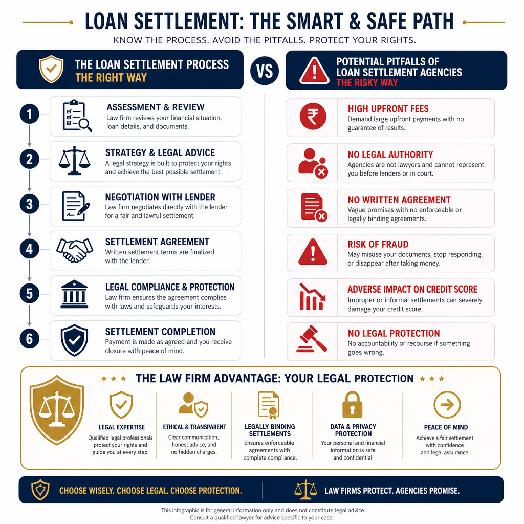How to Not Trust Loan Settlement Agencies for Loan Settlement but a Law Firm - Data Infographic