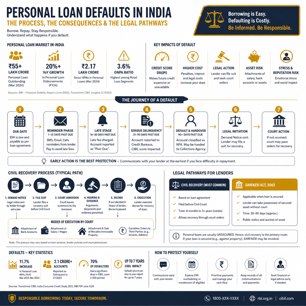 Can a Personal Loan Defaulter Go to Jail in India? (2026) - Data Infographic