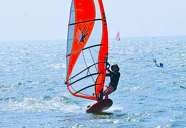 Windsurfing lesson in action