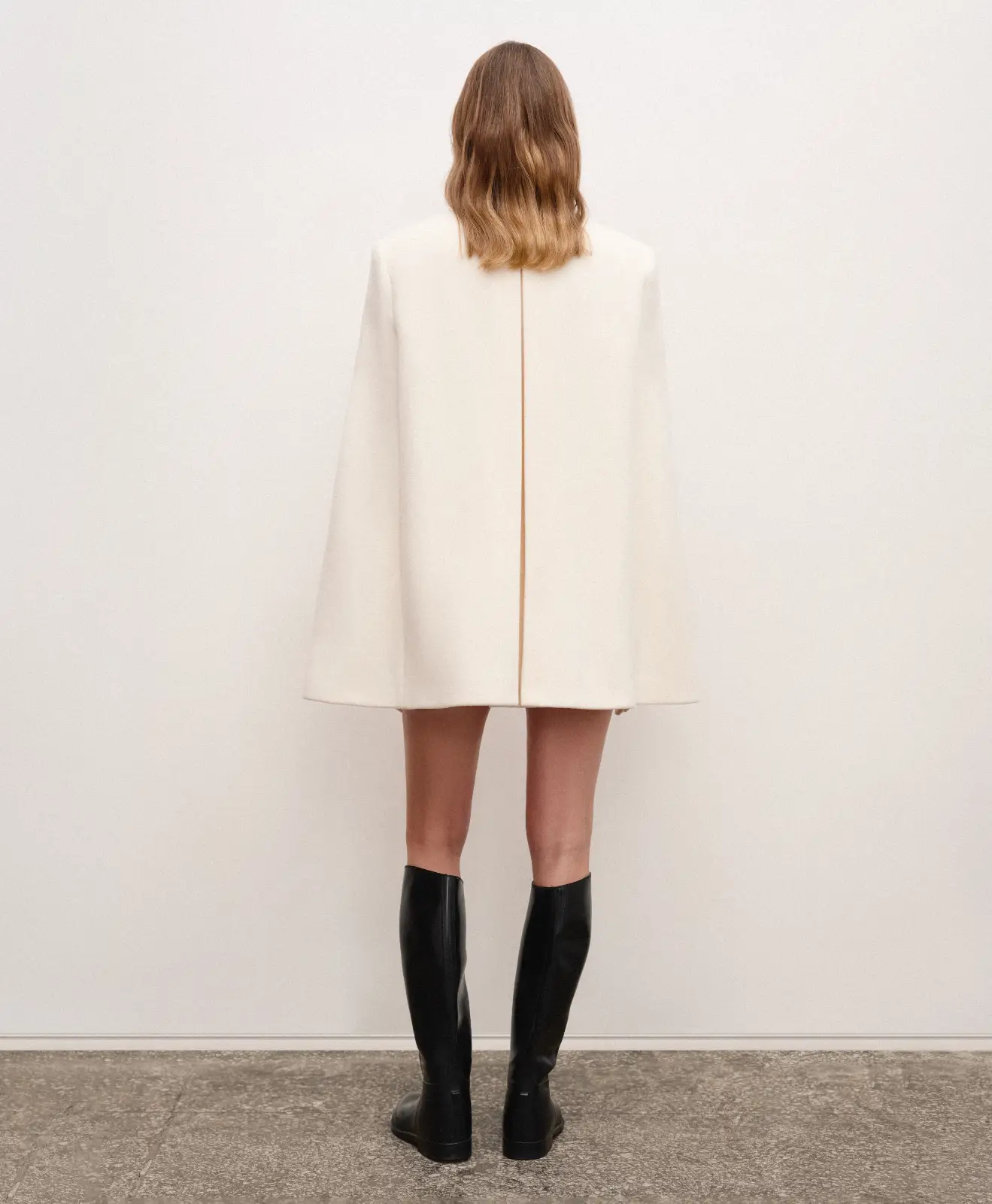 Designer creamy white wool-cashmere Capote cape for women in classic old money aesthetic