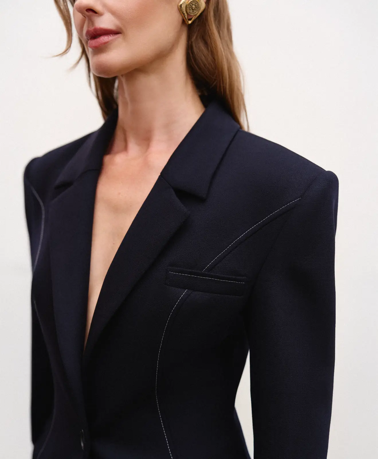 The Editor navy wool blazer for women, old money style