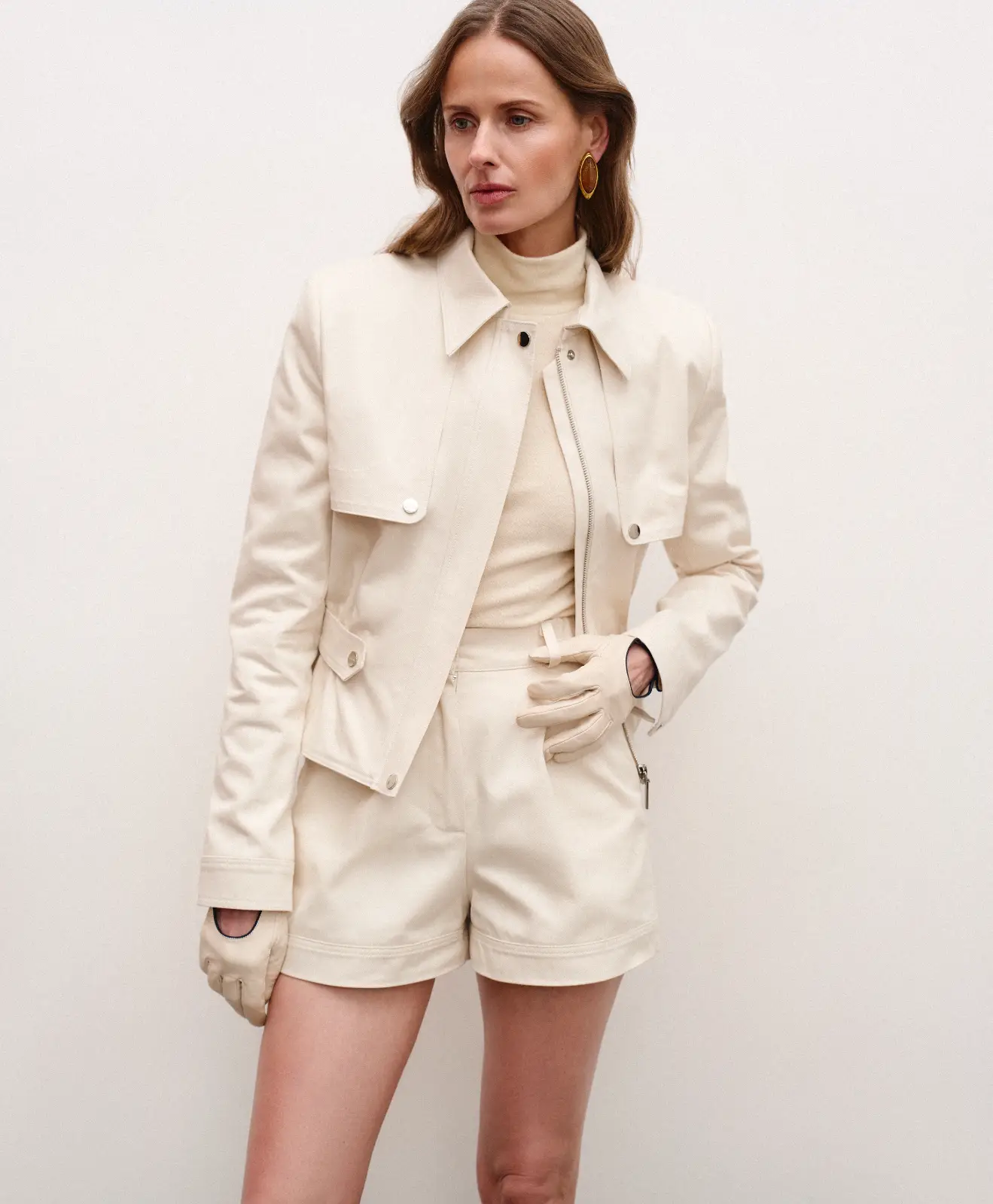 Elegant cotton jacket Socialite in a milky shade  in a classic old money aesthetic
