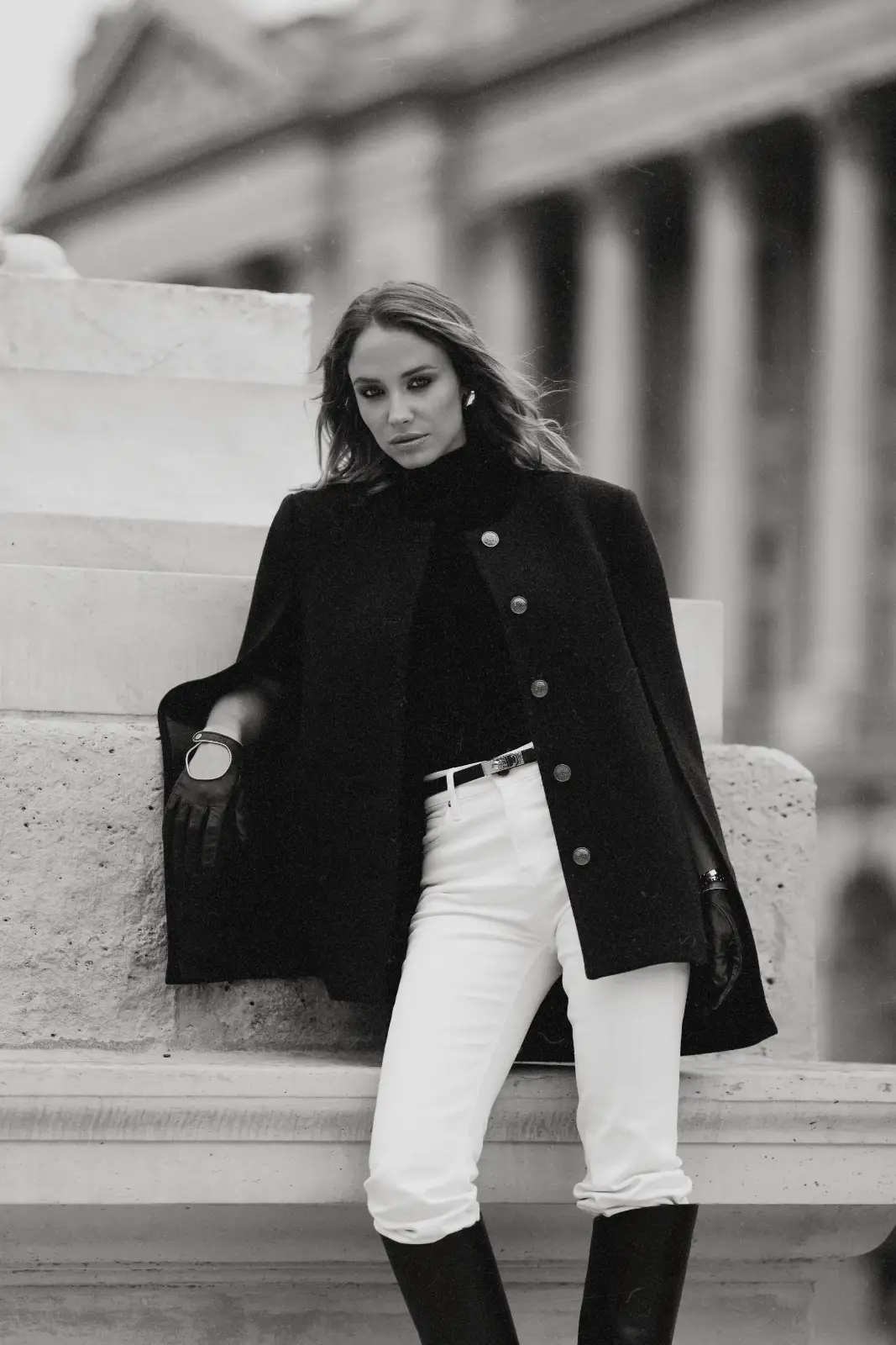 Women’s grey wool cape Madison in classic old money style