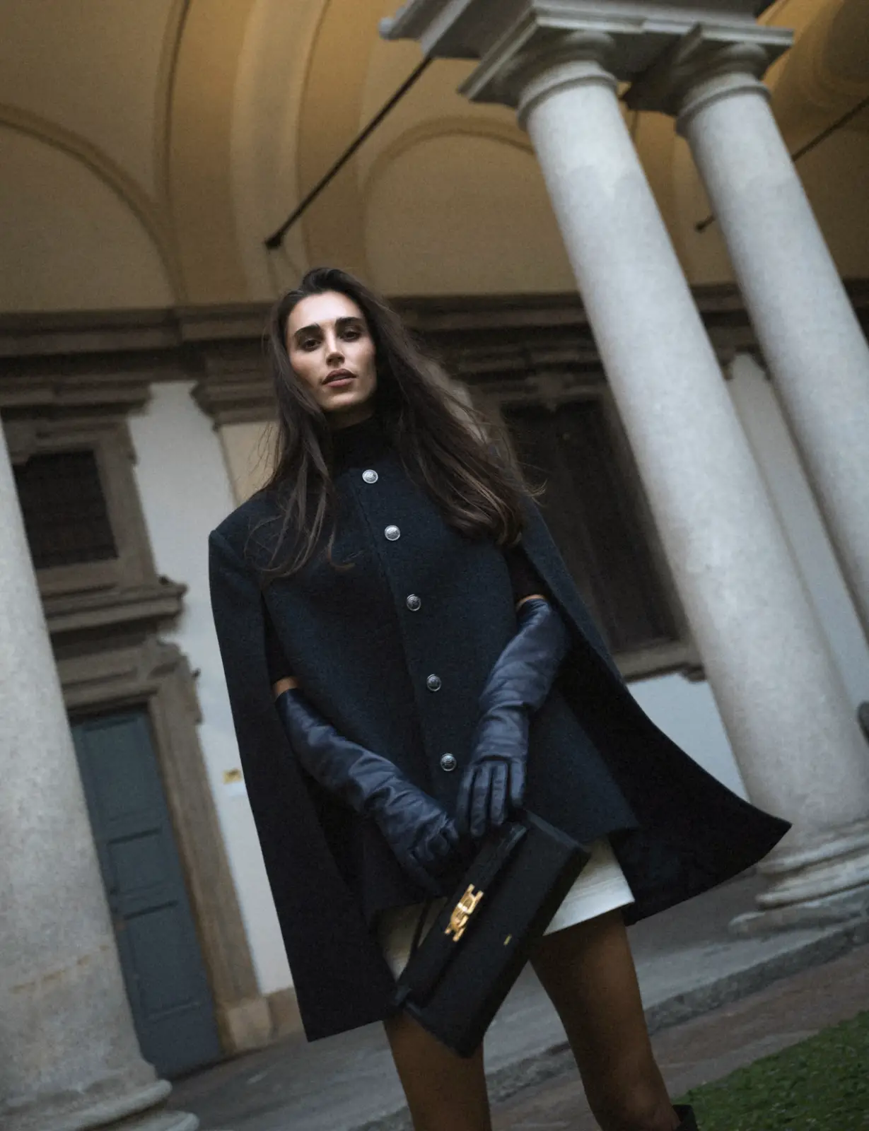 Women’s grey wool cape Madison in classic old money style