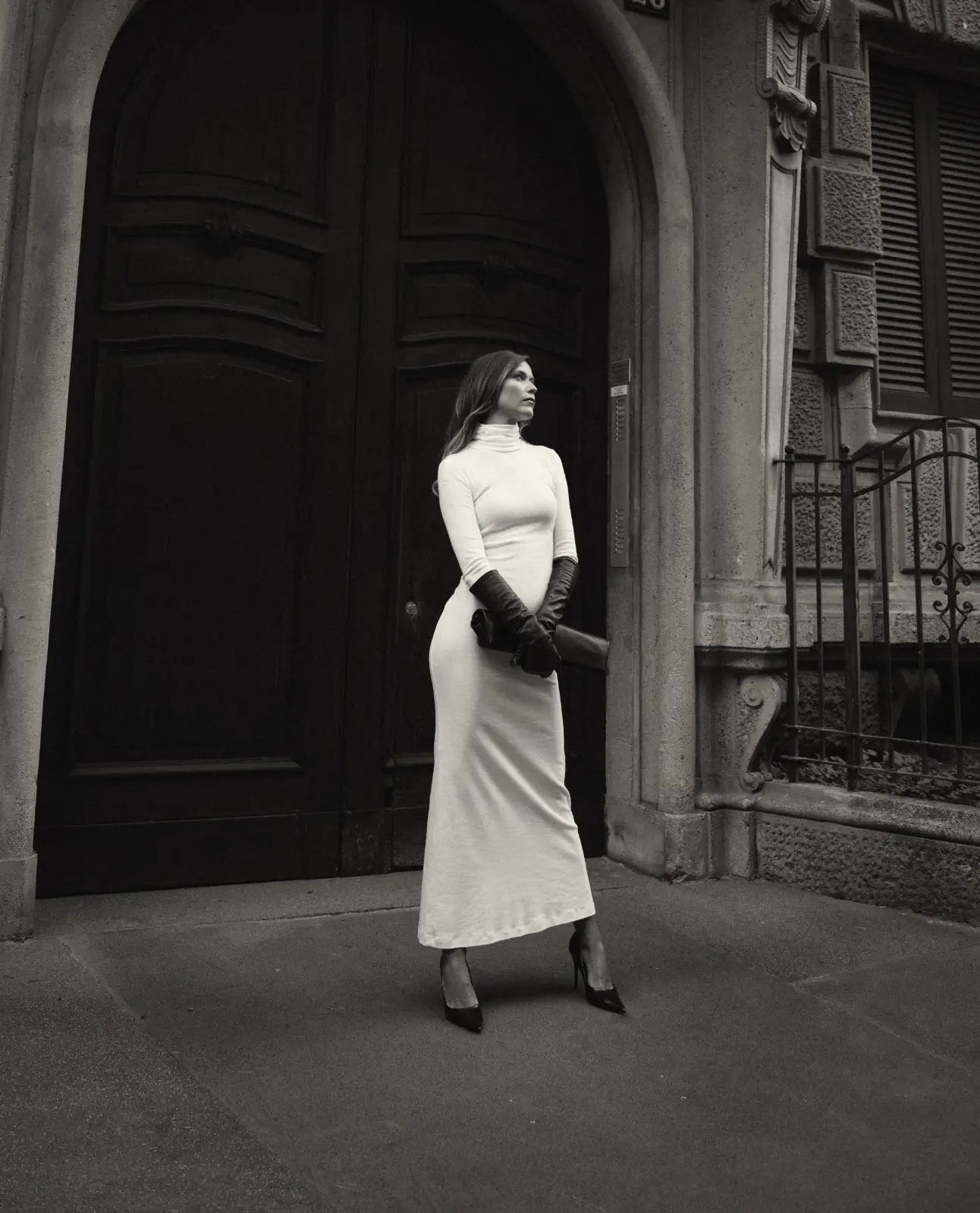 Classic designer maxi Avenue dress in white crafted from premium italian cotton