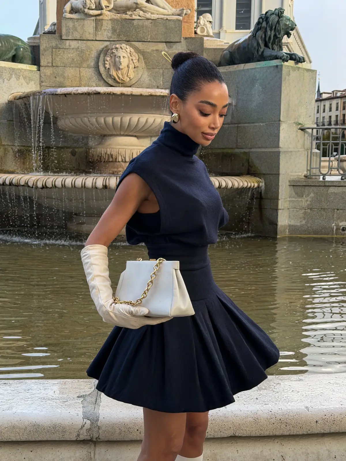 Designer wool jersey top The Gossip — classic women’s clothing in Old Money aesthetic outfit