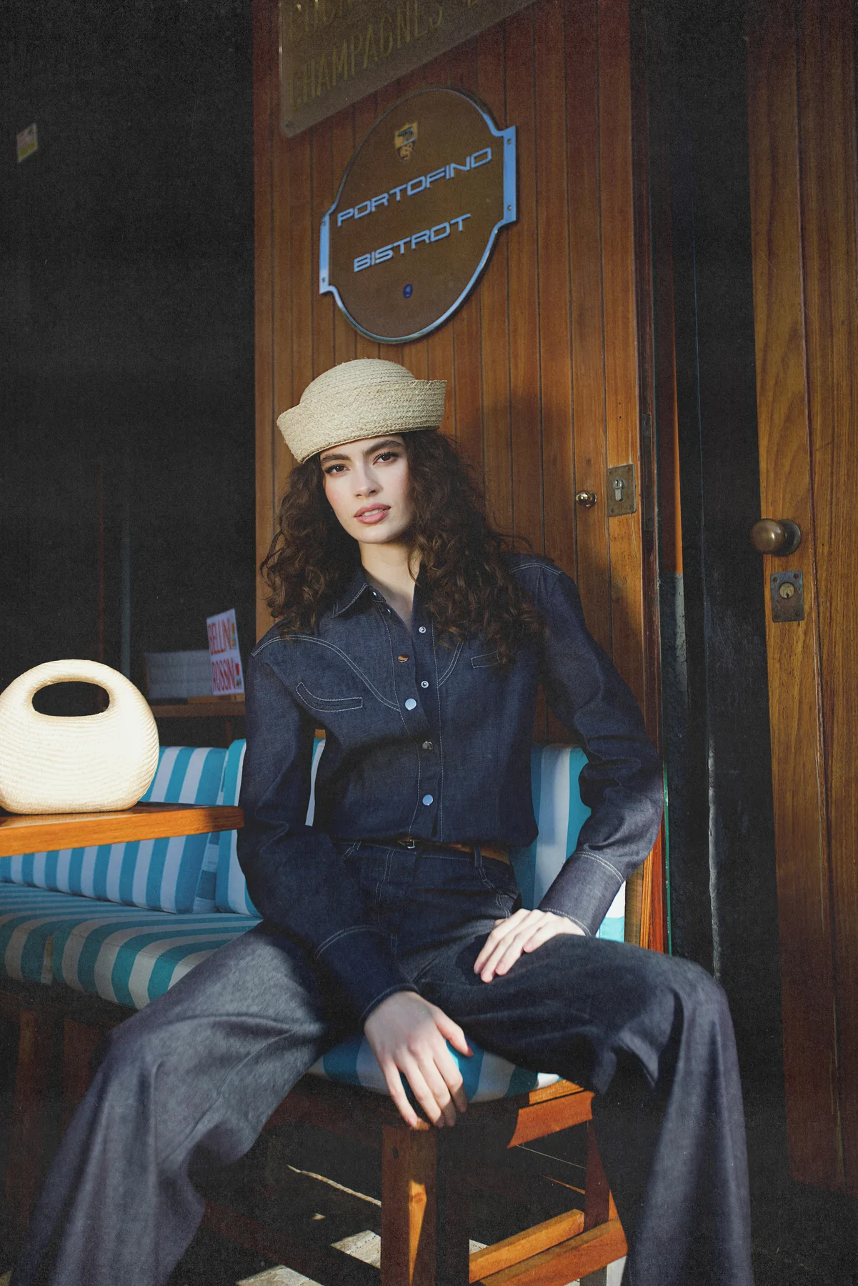 Designer tailored structured denim shirt with silver-tone snap buttons