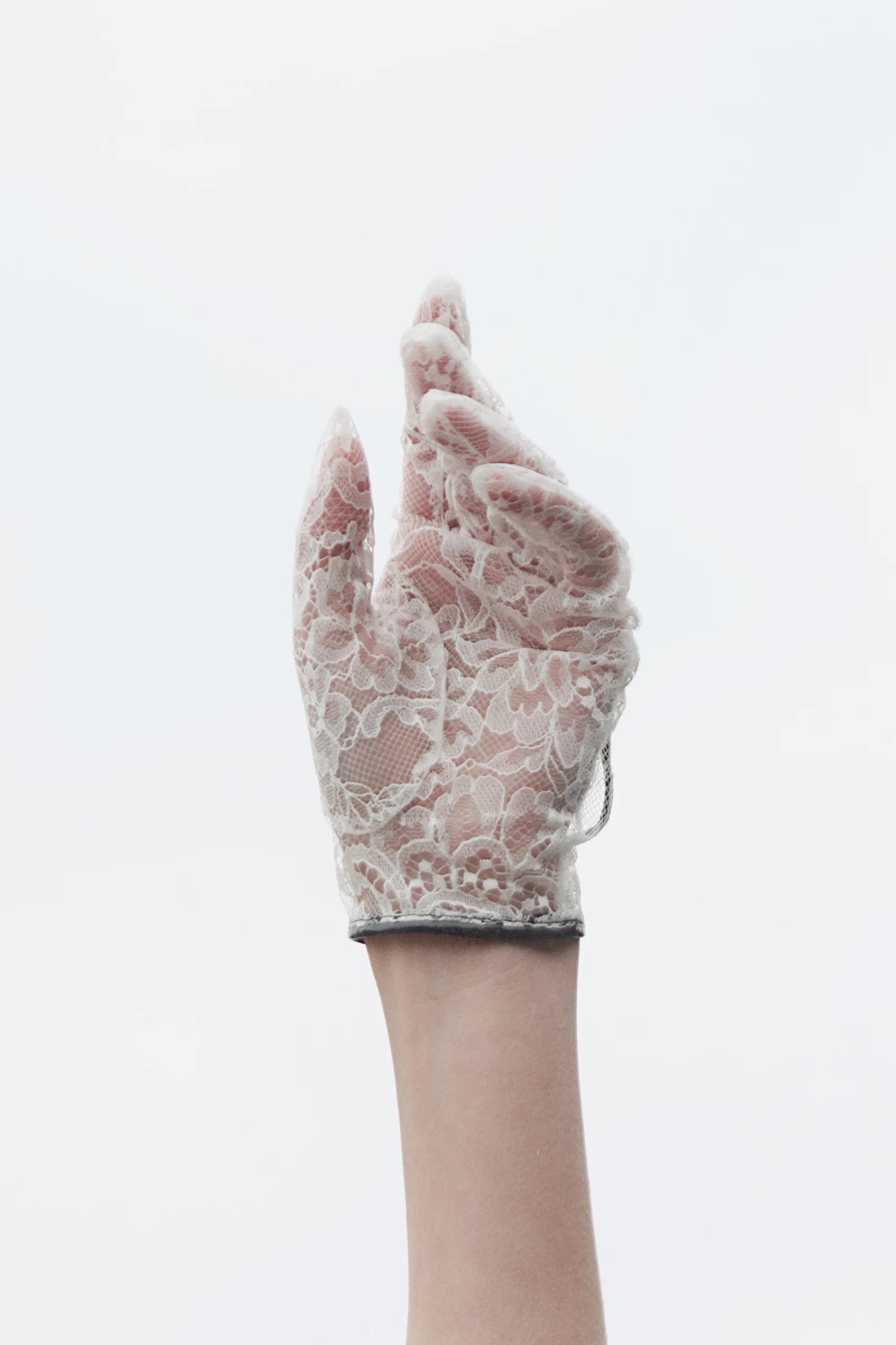 Grazia luxury sheer evening white lace gloves with floral pattern