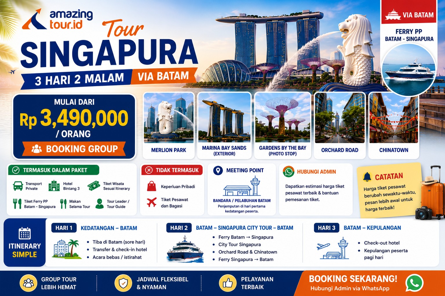 Tour Singapura 3 Hari 2 Malam Via Batam