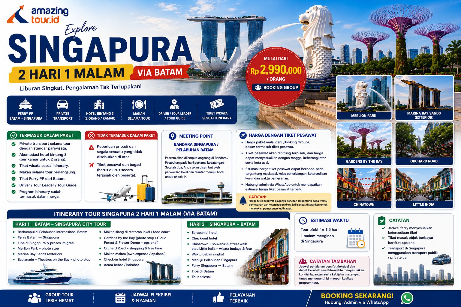 Paket Tour Singapura 2 Hari 1 Malam Via Batam