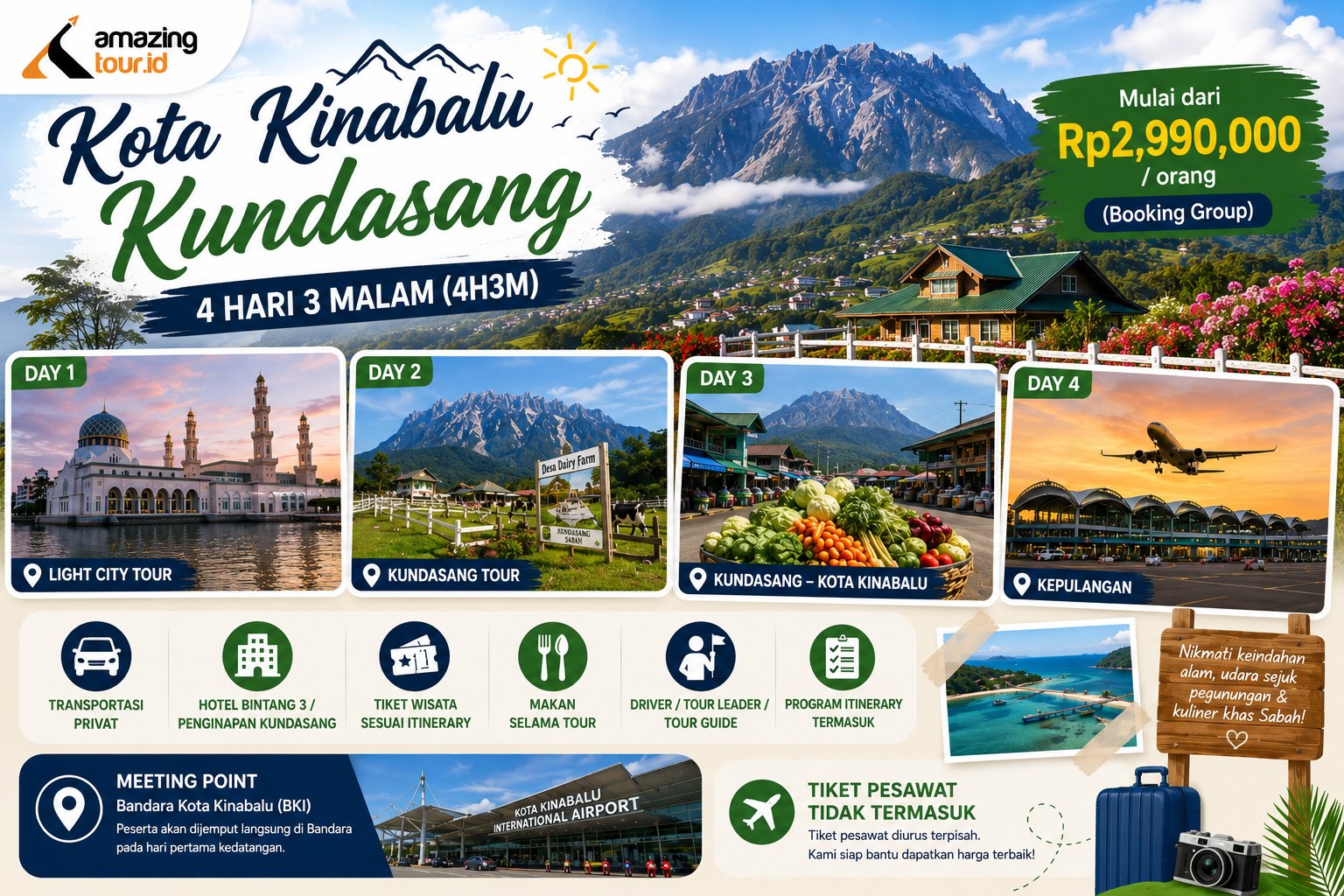Paket Tour Kinabalu Kundasang 4 Hari 3 Malam