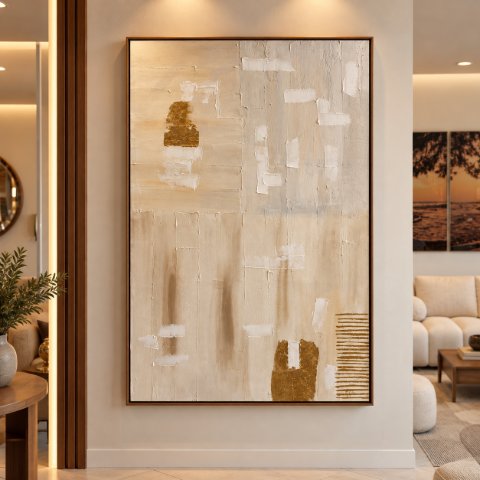Quadro abstrato folha de ouro