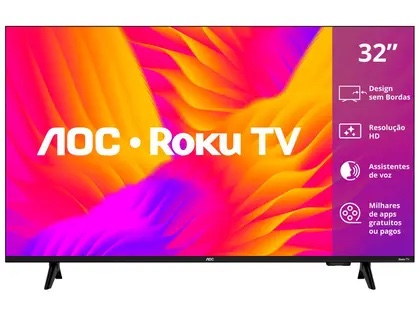 Smart TV 32 polegadas AOC HD DLED Série 5155 32S5155/78G Roku TV
