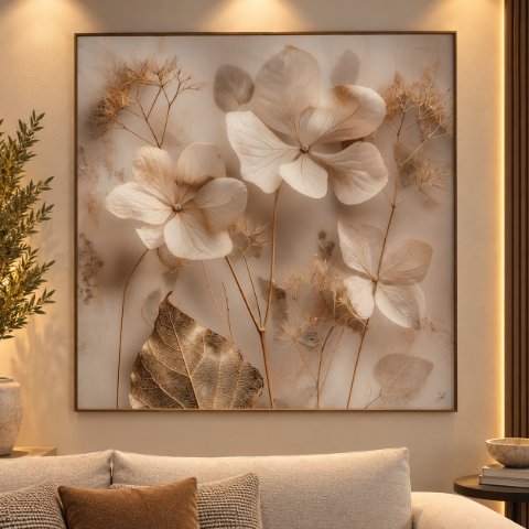 Quadro flores bege