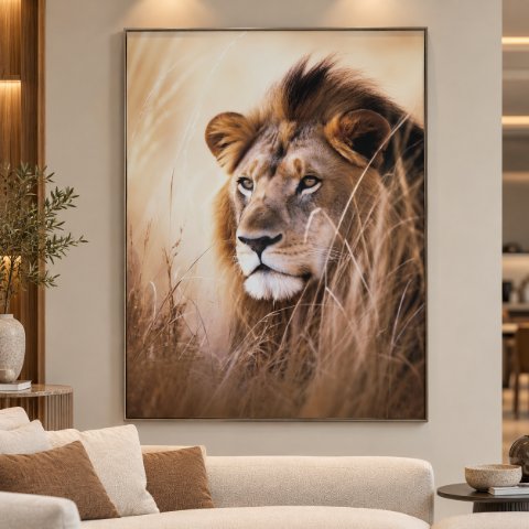 Quadro leão na mata