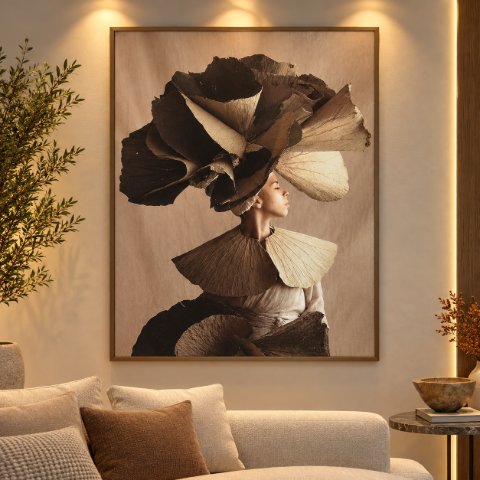 Quadro mulher folha