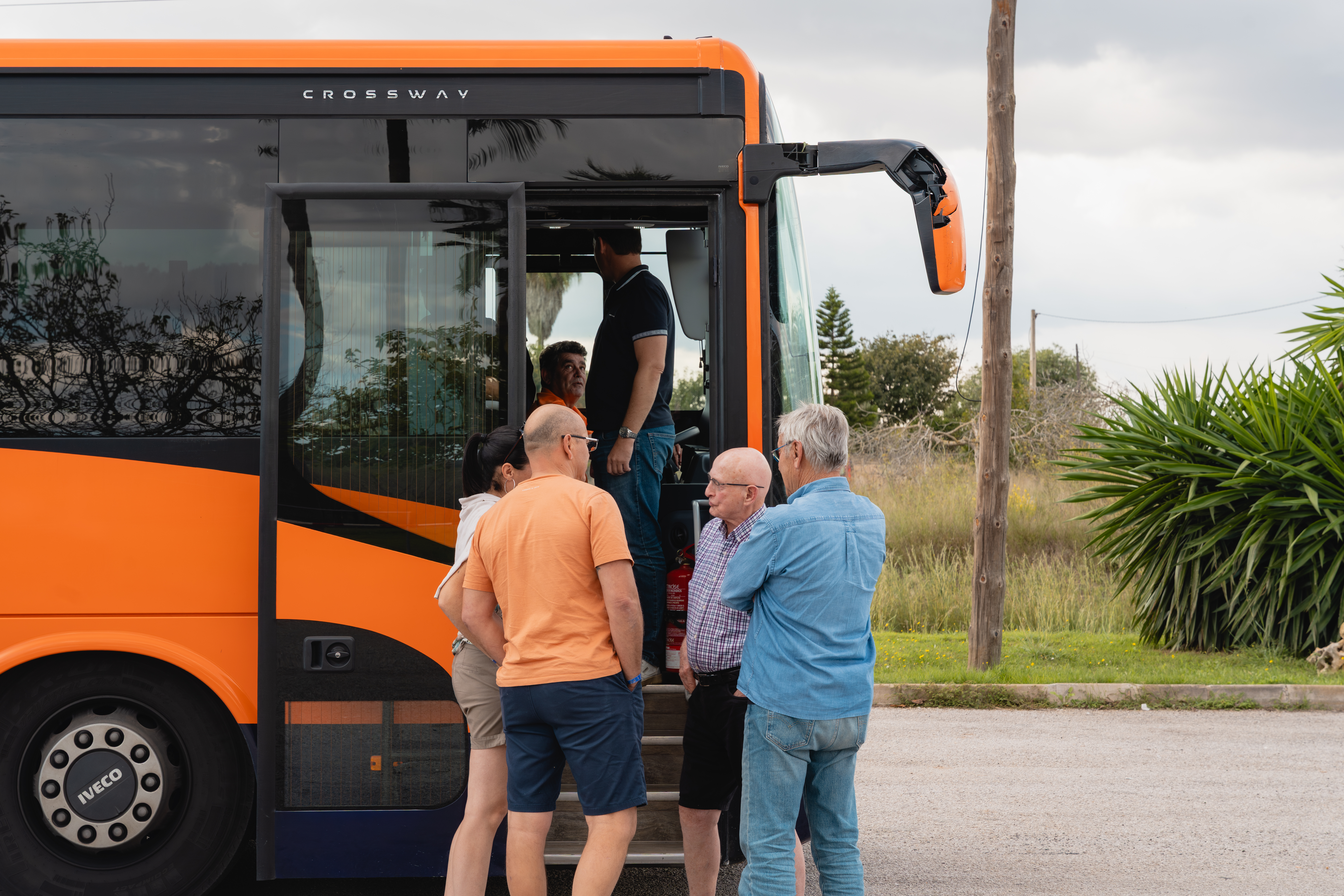 A comfortable tour van for pickup.