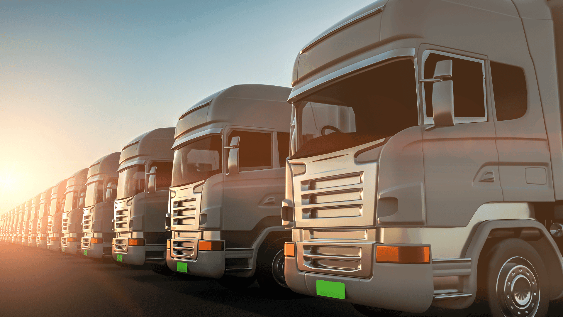 Ampinity electric trucks at sunset