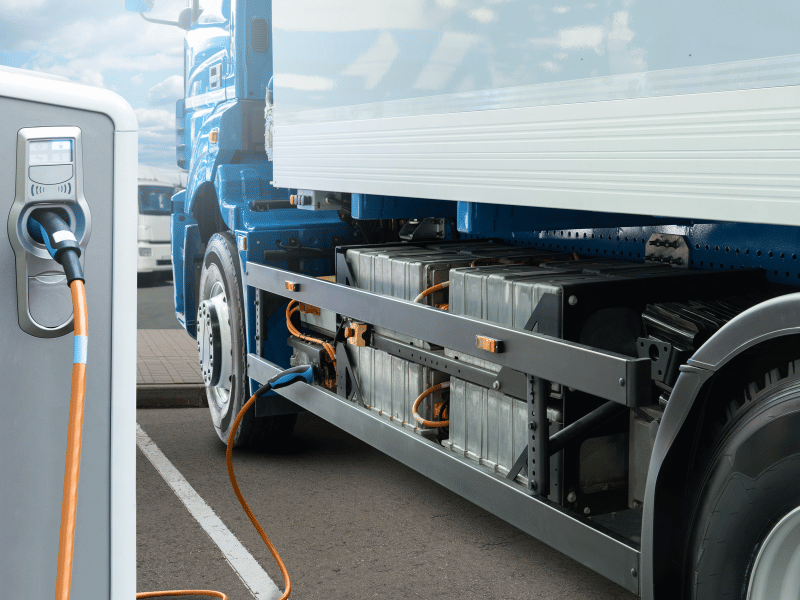 Ampinity electric truck at a charging station