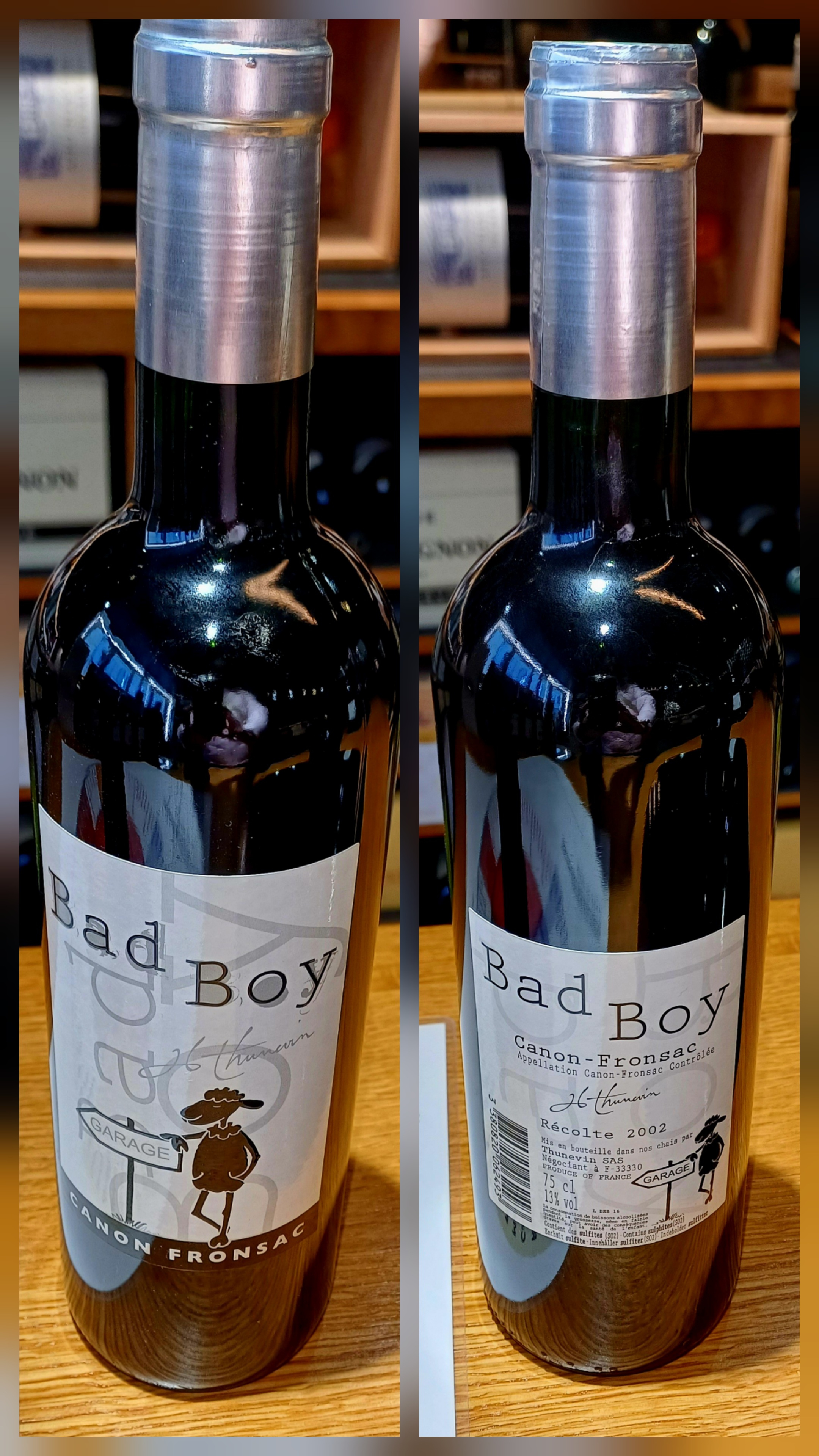 Botella año 2002 en negocio de Saint Émilion.