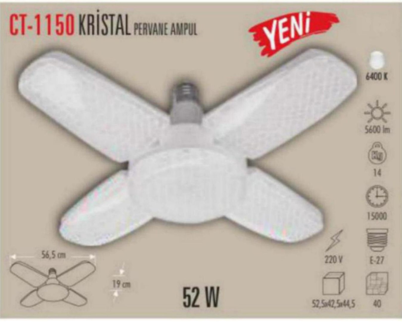 CT-1150 Kristal Pervane Ampul 52W