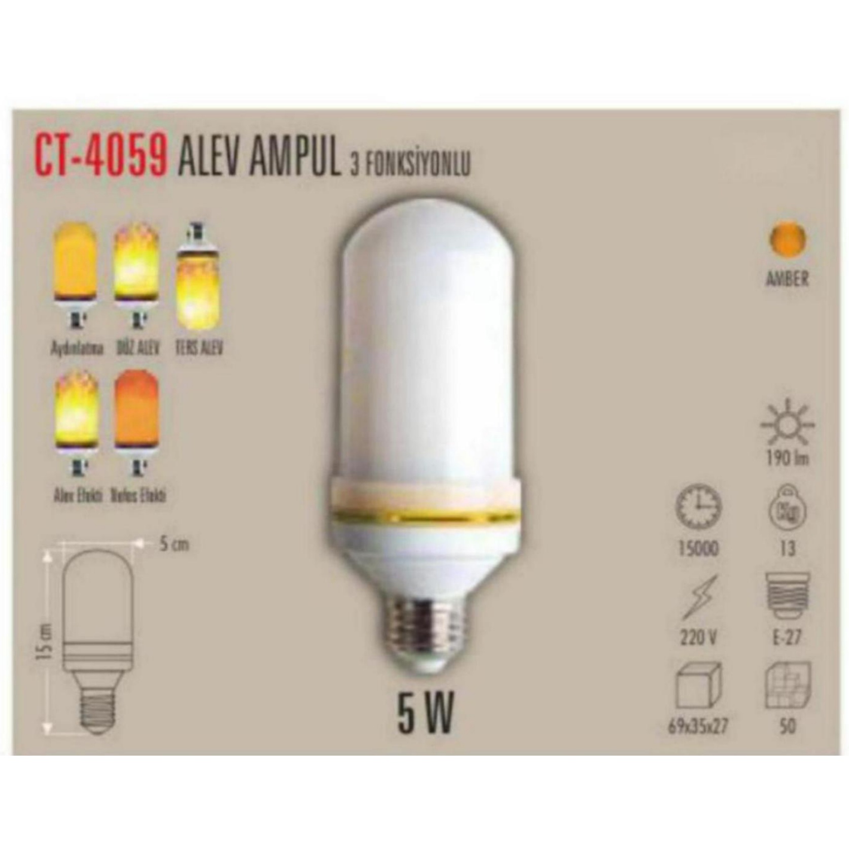 CT-4059 Alev Efektli LED Ampul 5W