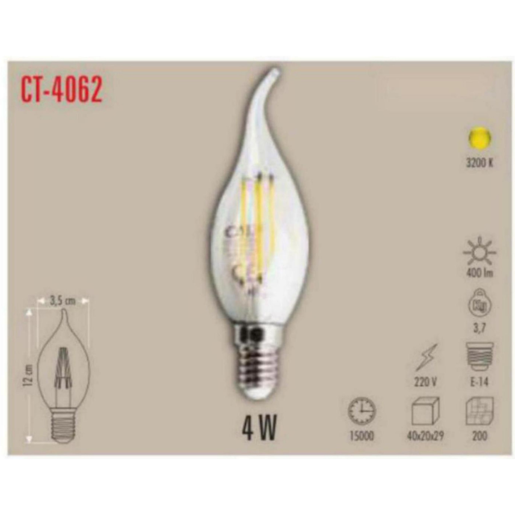 CT-4062 LED Buji Ampul 4W