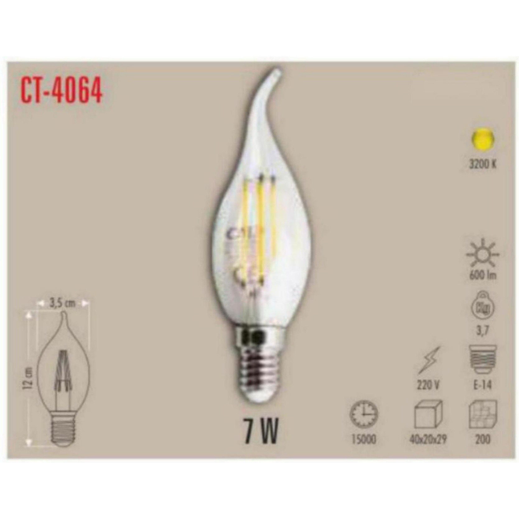 CT-4064 LED Buji Ampul 7W