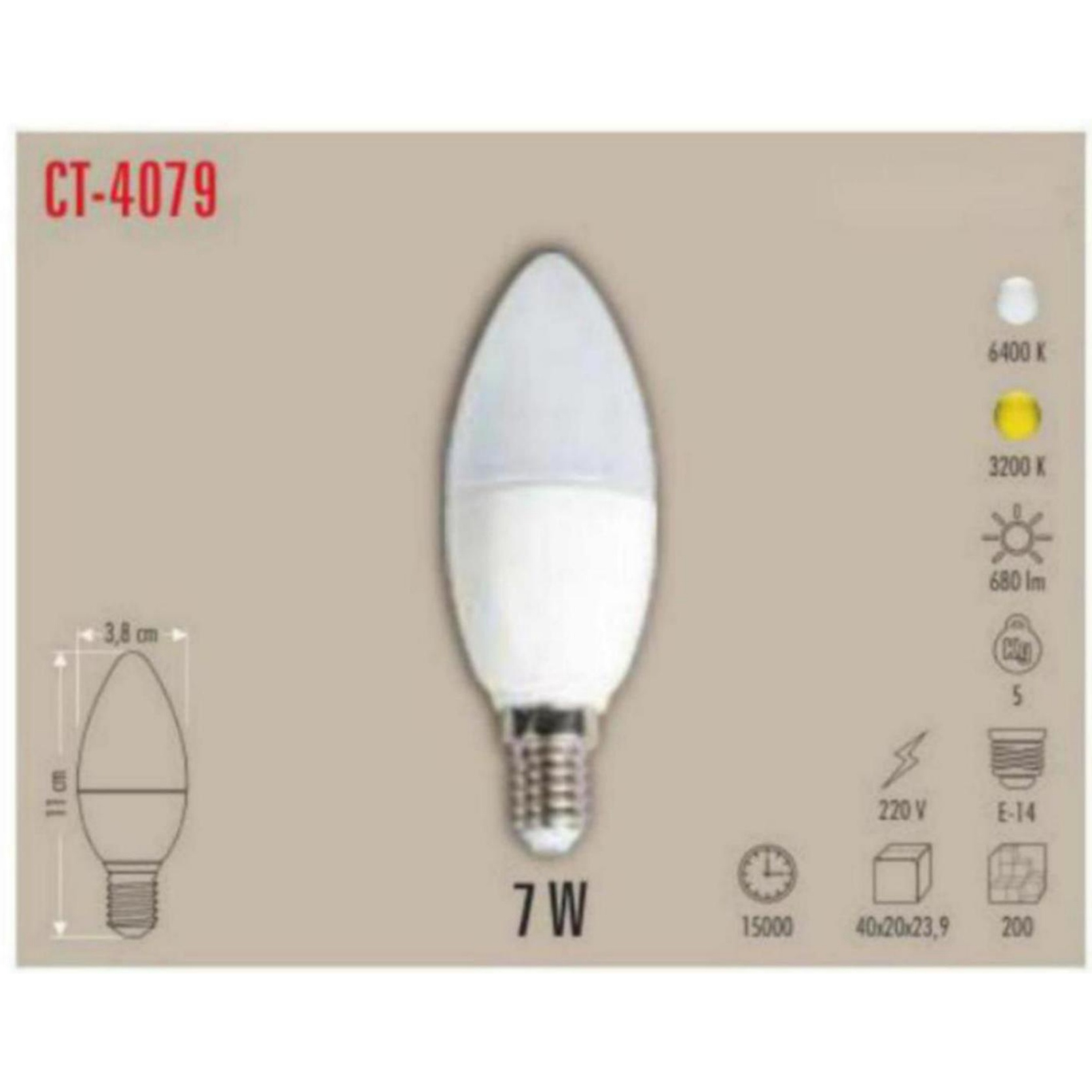CT-4079_G LED Buji Ampul 7W - Gün Işığı