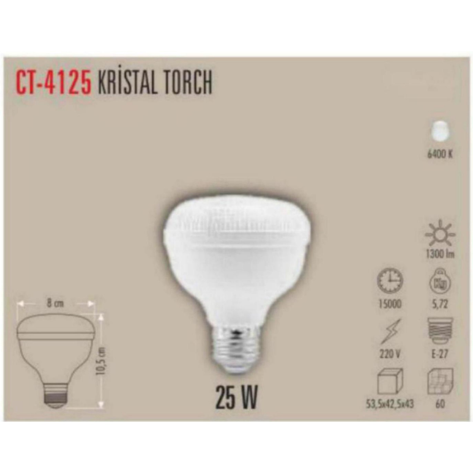 CT-4125_B Kristal Torch LED Ampul 25W - Beyaz