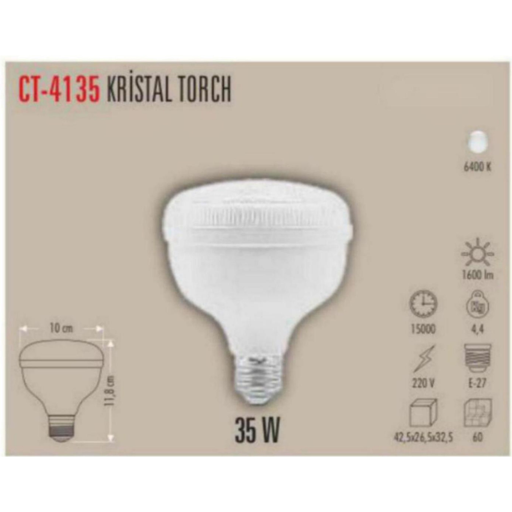 CT-4135_B Kristal Torch LED Ampul 35W - Beyaz