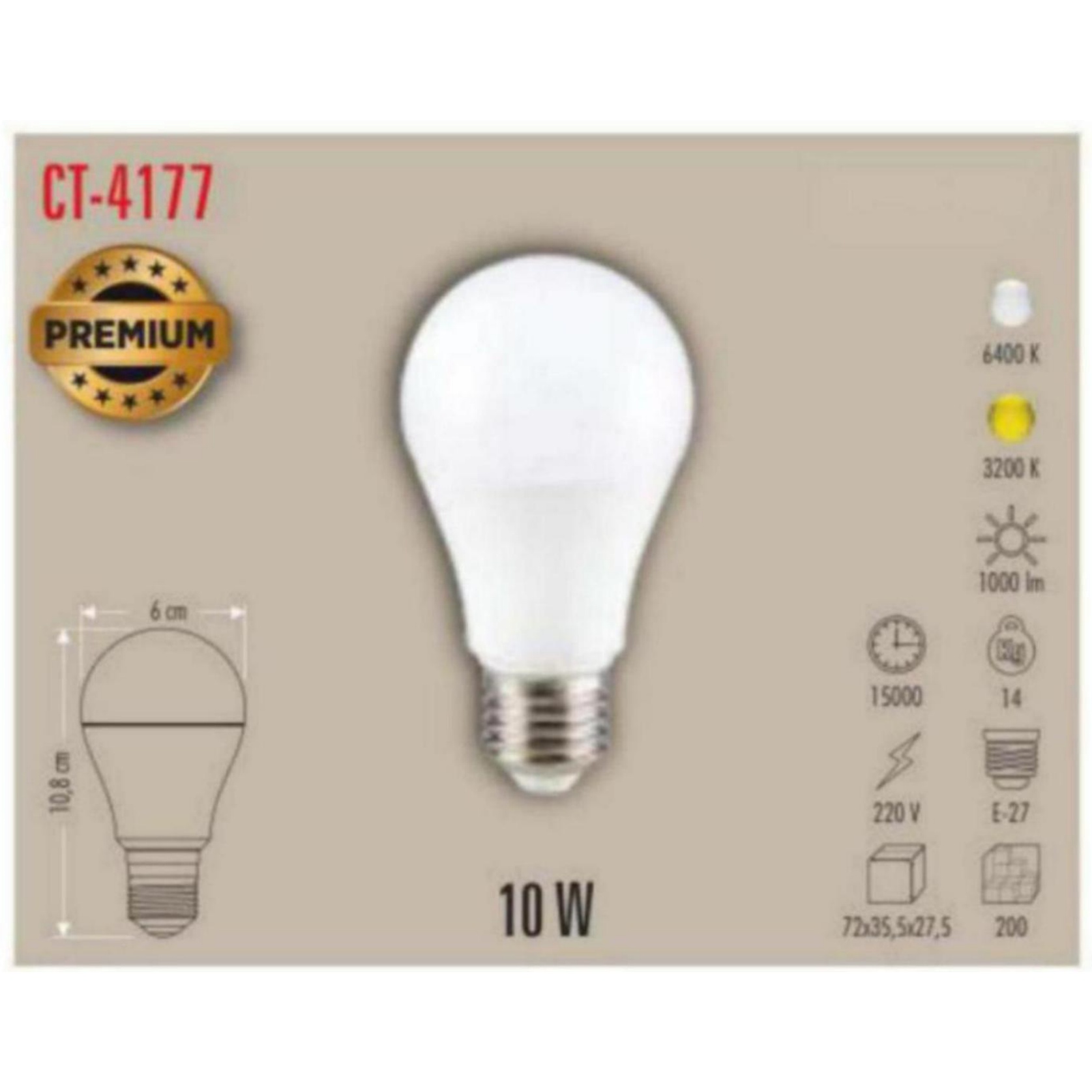 CT-4177_B LED Ampul 10W - Beyaz