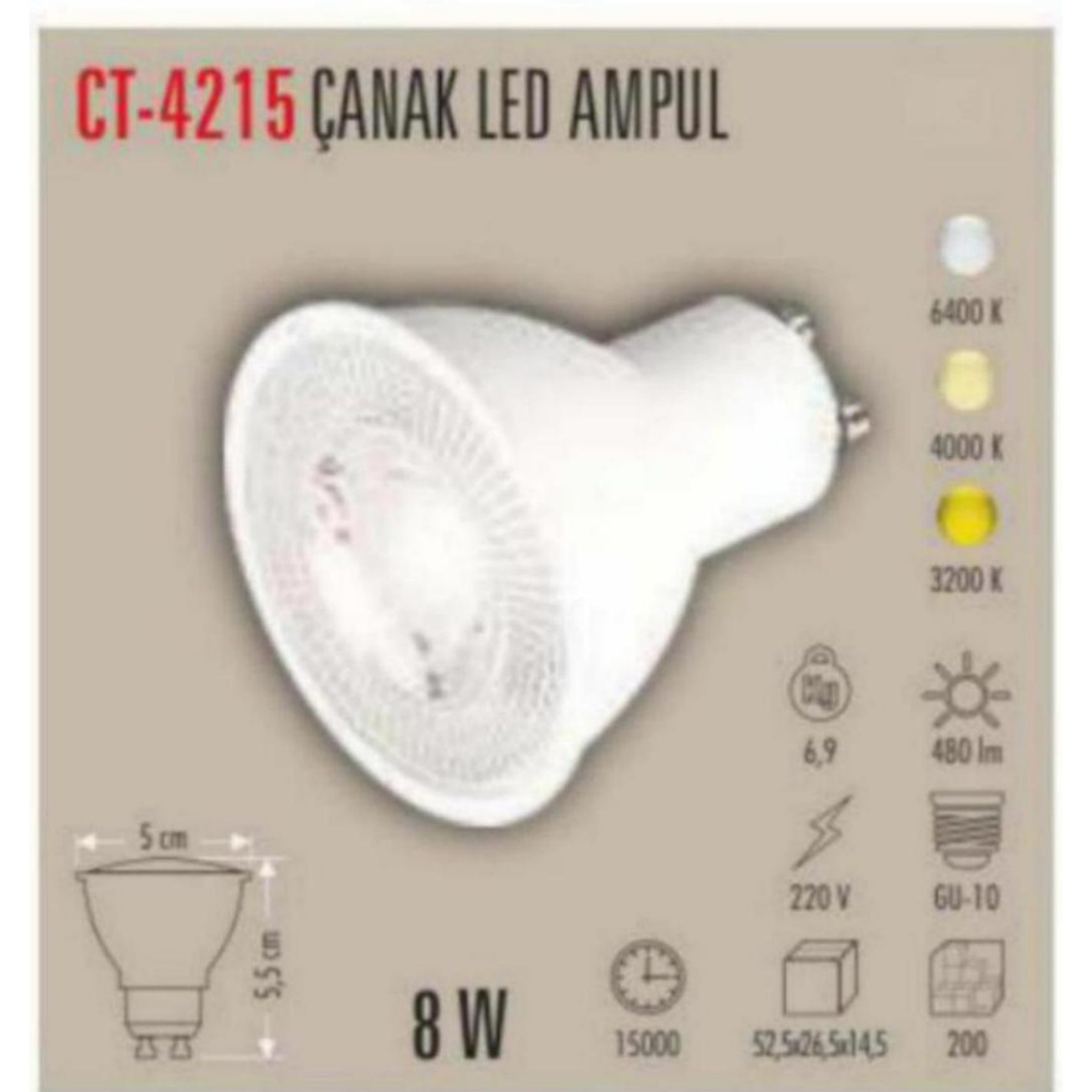 CT-4215_G Çanak LED Ampul 8W - Gün Işığı