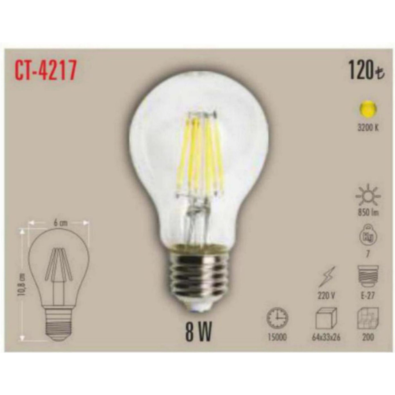 CT-4217 Filament LED Ampul 8W