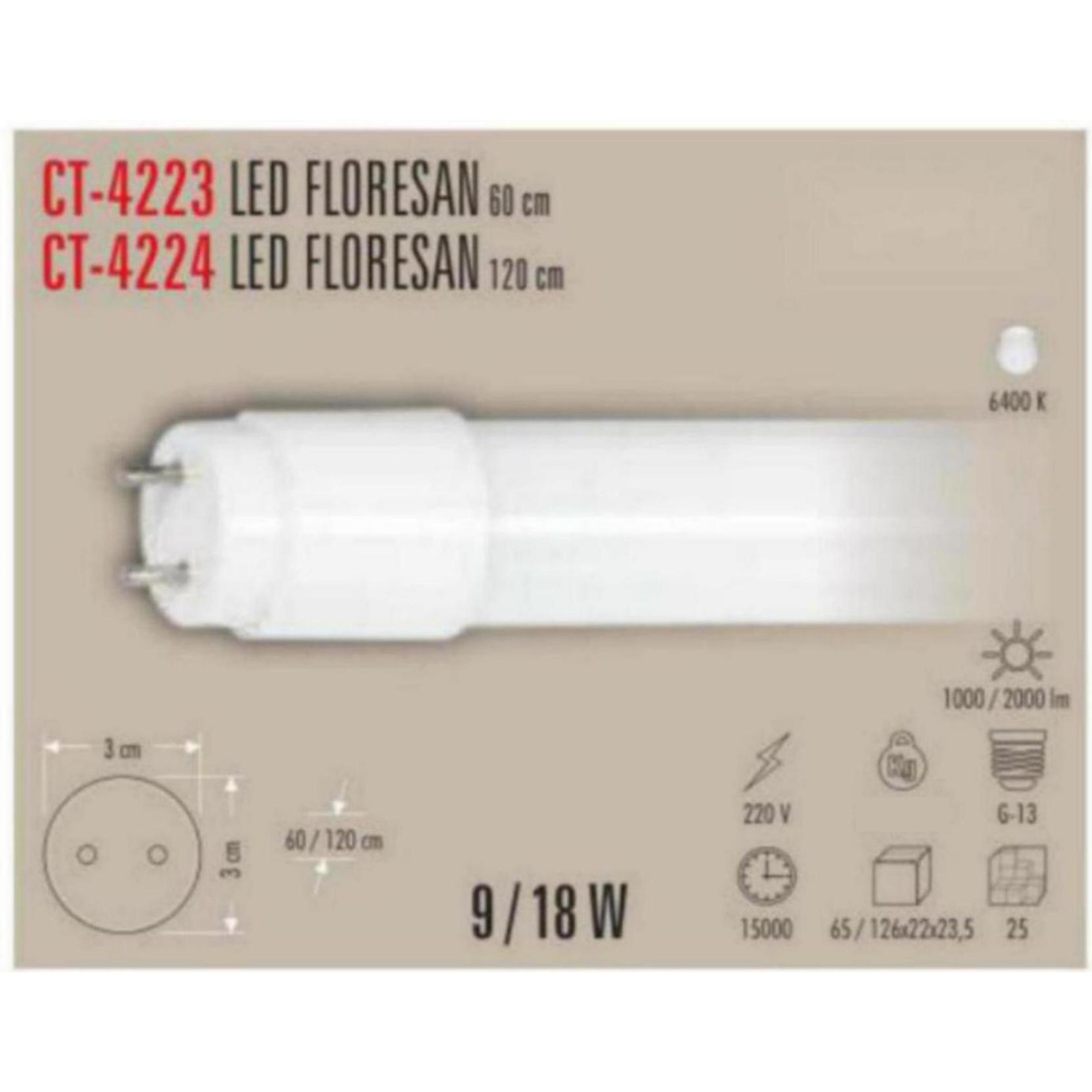 CT-4224 LED Floresan 120 cm 18W