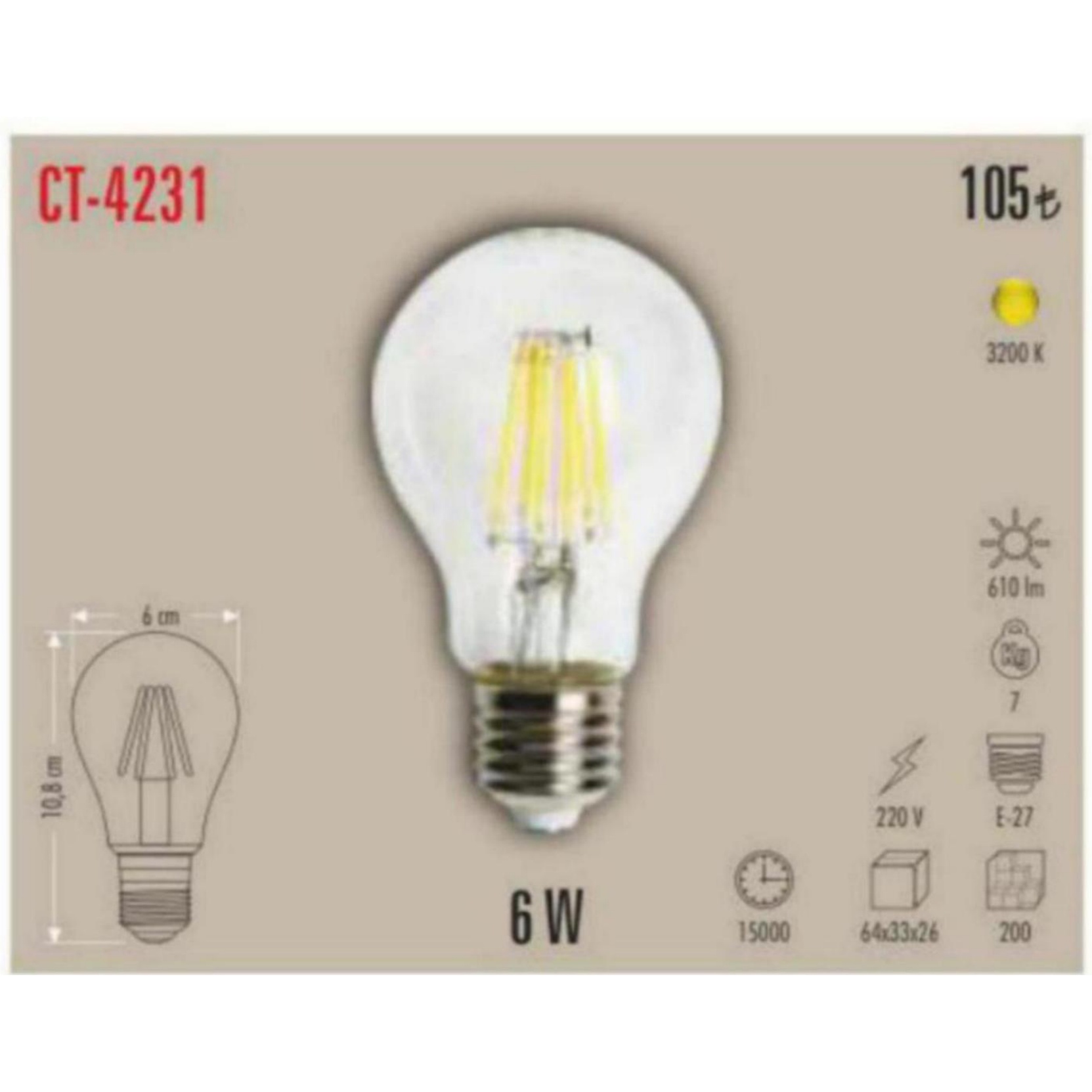 CT-4231 Filament LED Ampul 6W