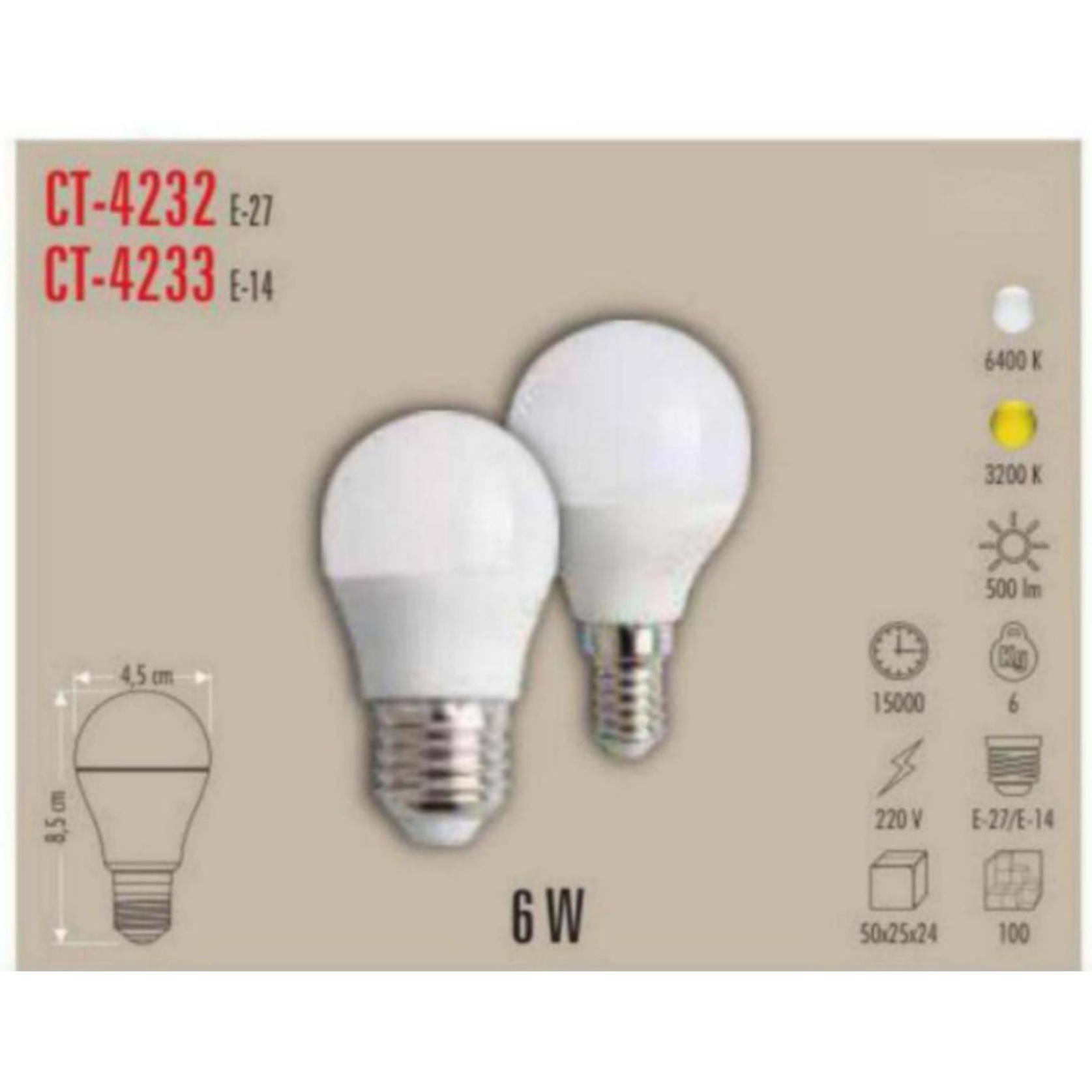 CT-4233_B LED Ampul E14 6W - Beyaz