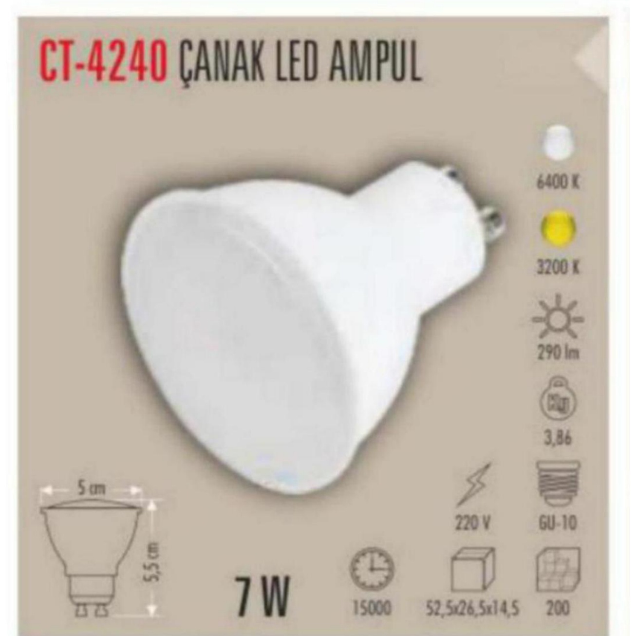 CT-4240_B Çanak LED Ampul 7W - Beyaz