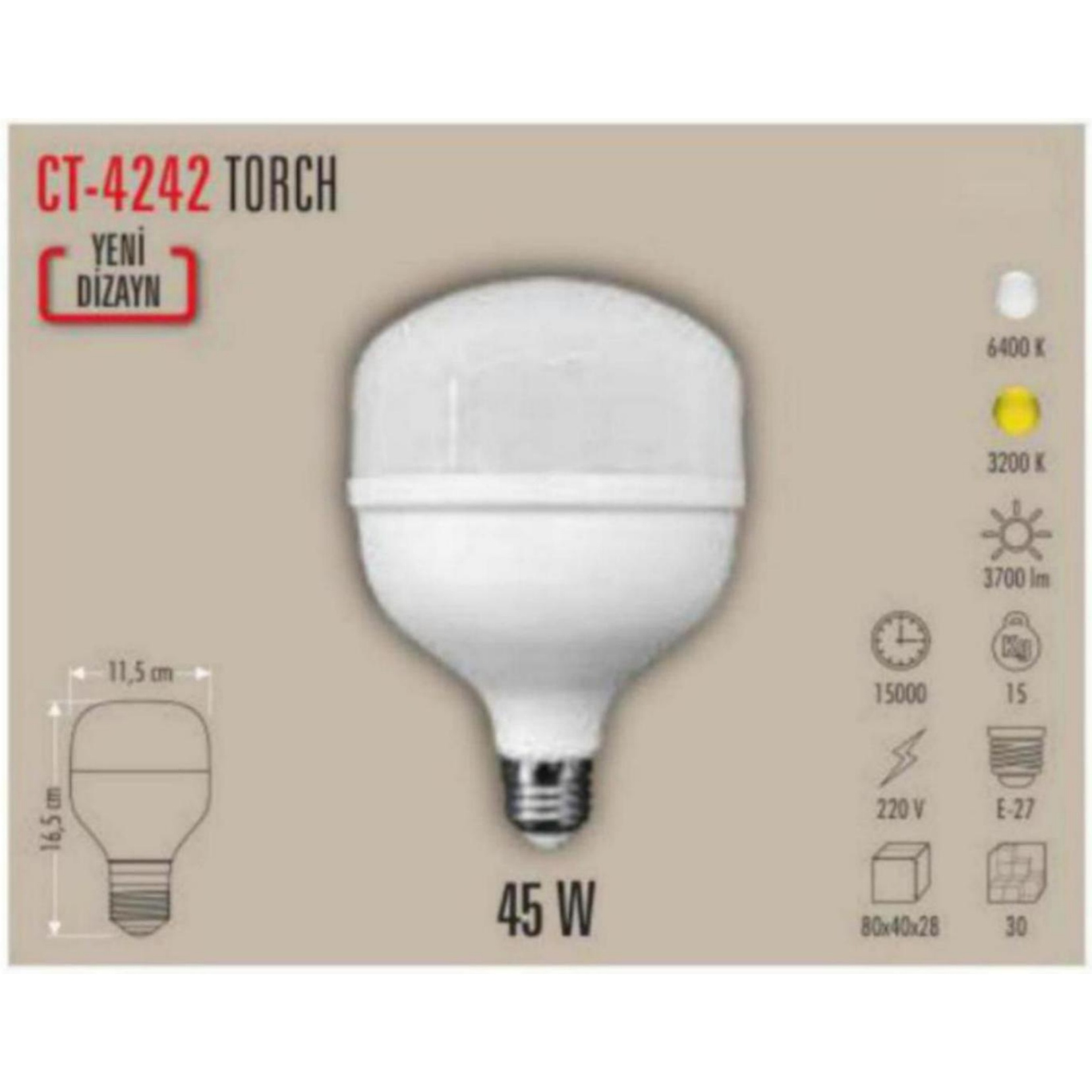 CT-4242_G Torch LED Ampul 45W - Gün Işığı