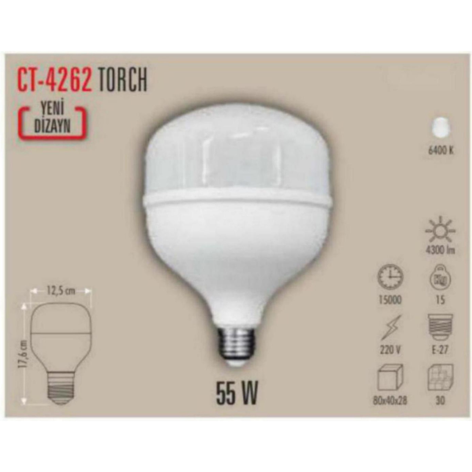 CT-4262_B Torch LED Ampul 55W - Beyaz